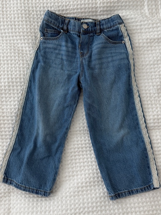 Zara Other - Zara Toddler Girl Wide Leg Jeans With Lace Side Trim 4T